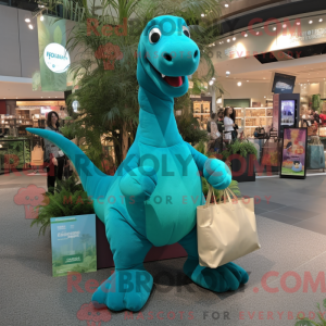 Teal Brachiosaurus mascot...