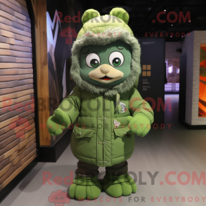 Green Cod mascot costume...