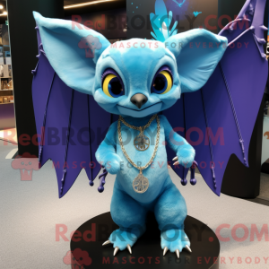Sky Blue Bat maskot kostume...