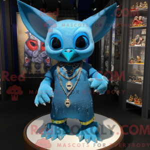 Sky Blue Bat maskot kostume...