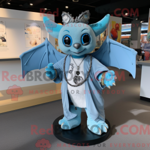 Sky Blue Bat mascot costume...