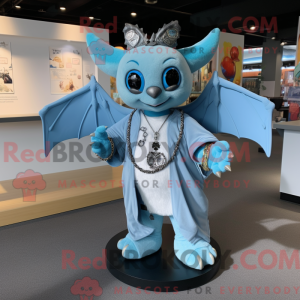 Sky Blue Bat maskot kostume...