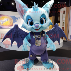 Sky Blue Bat maskot kostume...