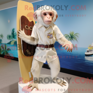 Hvid Capuchin Monkey maskot...