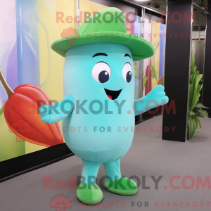 Sky Blue Green Bean mascot...