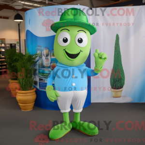 Sky Blue Green Bean mascot...