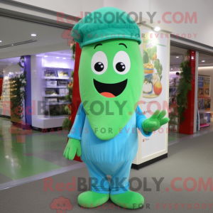 Sky Blue Green Bean mascot...