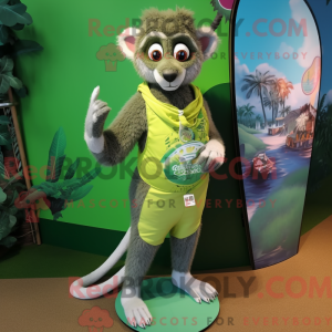 Grøn Lemur maskot kostume...