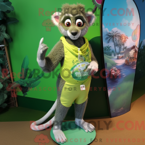 Groen Lemur mascottekostuum...