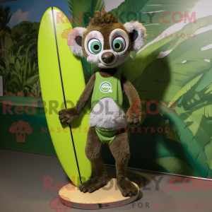 Grön lemur-maskotdraktfigur...