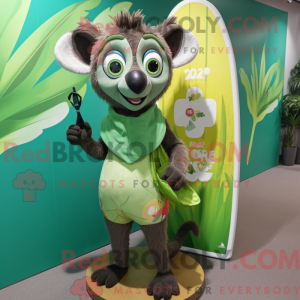 Green Lemur mascot costume...