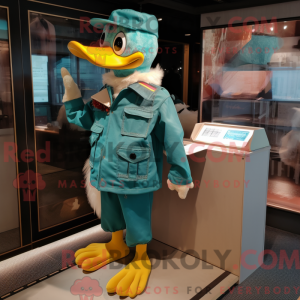 Teal Duck maskot kostume...