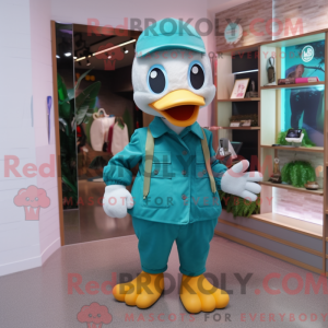 Teal Duck maskot kostume...