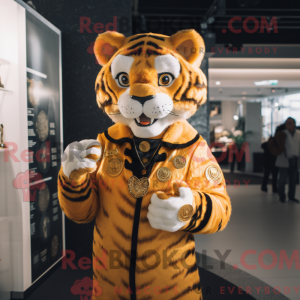 Gold Tiger mascot costume...