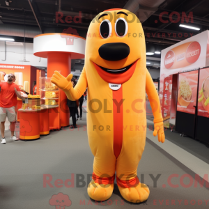 Orange Hot Dog Maskottchen...