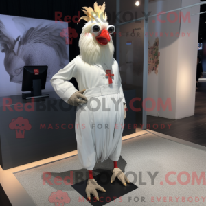 Hvid hane maskot kostume...