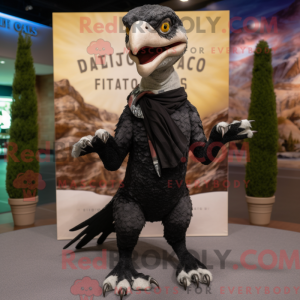 Sort Utahraptor maskot...