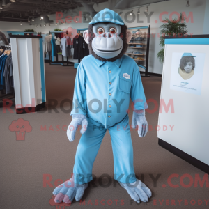 Sky Blue Chimpanzee mascot...