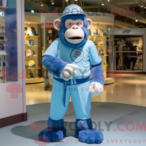 Sky Blue Chimpanzee mascot...