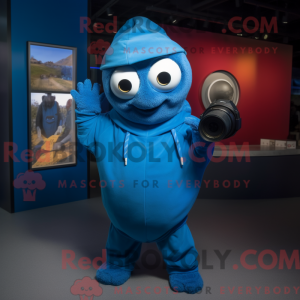 Blue Camera mascot costume...