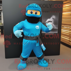 Cyaan Ninja mascottekostuum...