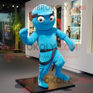 Cyan Ninja maskot kostume...