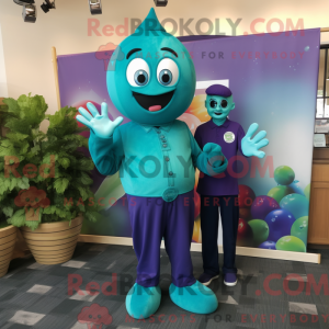 Teal Grape maskot kostume...
