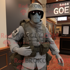 Gray Gi Joe mascot costume...