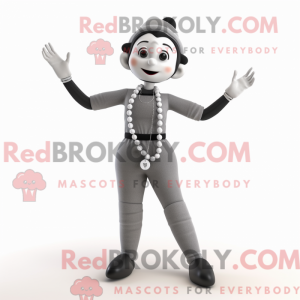 Grå Mime maskot kostume...