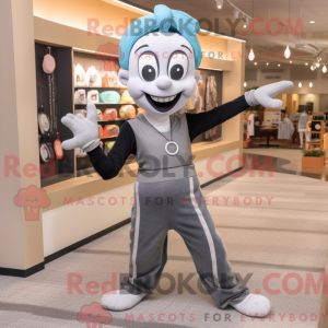 Grå Mime maskot kostume...