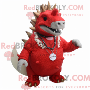 Red Stegosaurus mascot...