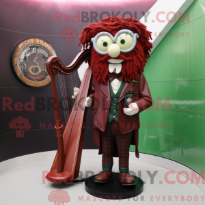Maroon Celtic Harp mascot...