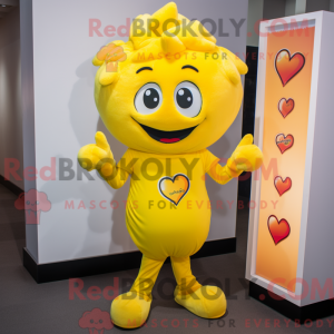 Yellow Heart maskot kostume...