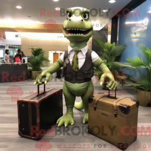 Oliven Allosaurus maskot...