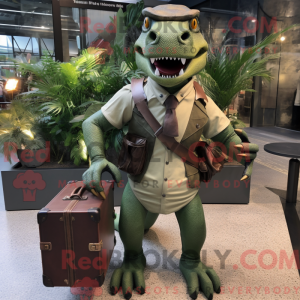 Oliven Allosaurus maskot...
