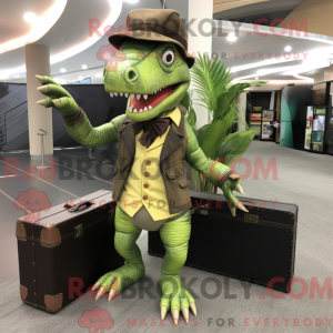 Oliven Allosaurus maskot...