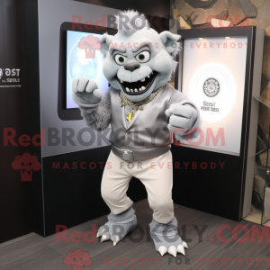Silver Ogre mascot costume...