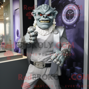 Silver Ogre maskot kostume...