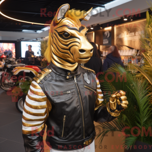 Guld Zebra maskot kostume...
