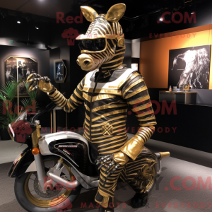Gold Zebra mascot costume...