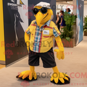 Gold Crow mascot costume...