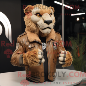 Tan Smilodon maskot kostume...