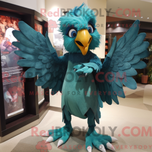 Teal Harpy mascot costume...