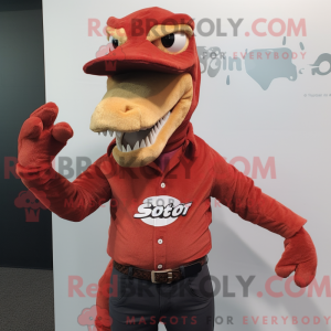 Red Velociraptor mascot...
