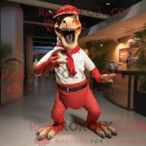 Red Velociraptor mascot...