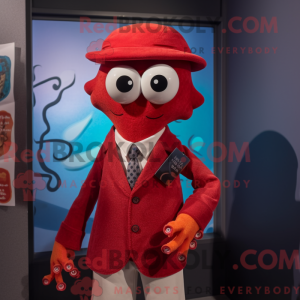 Red Octopus maskot kostyme...