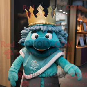 Teal King maskotdraktfigur...