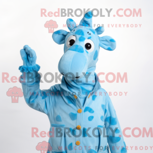 Sky Blue Giraffe maskot...
