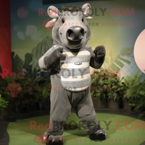 Grå Tapir-maskotdraktfigur...