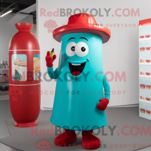 Blaugrüne Flasche Ketchup...